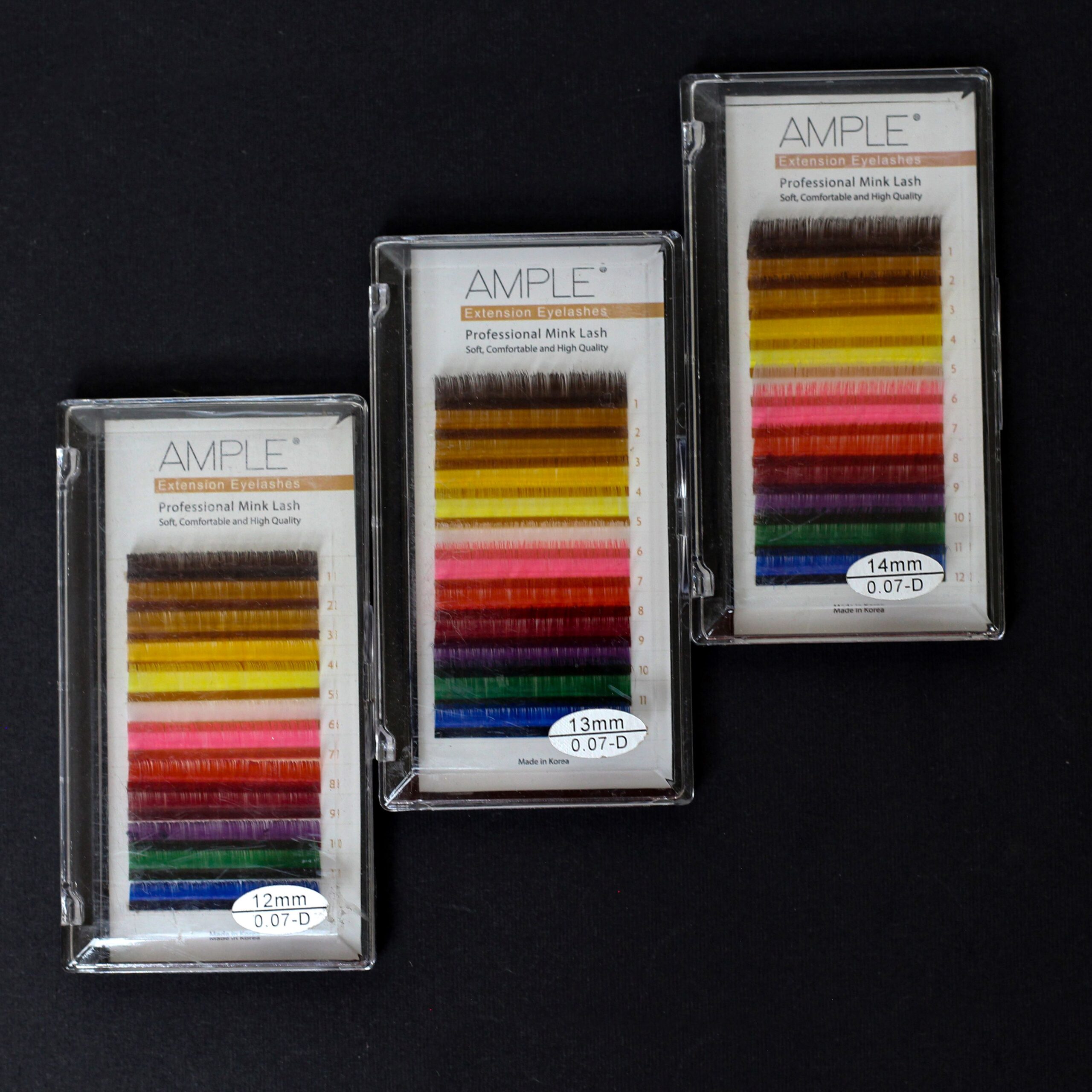پالت مژه والیوم امپل آمبره رنگی فر D ضخامت ۰.۰۷ 12mm